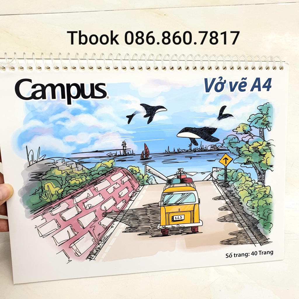 [Mã LIFEBOOK2 giảm 10% đơn 0Đ] Vở vẽ lò xo A4 campus 40tr SKB-A4-40-1