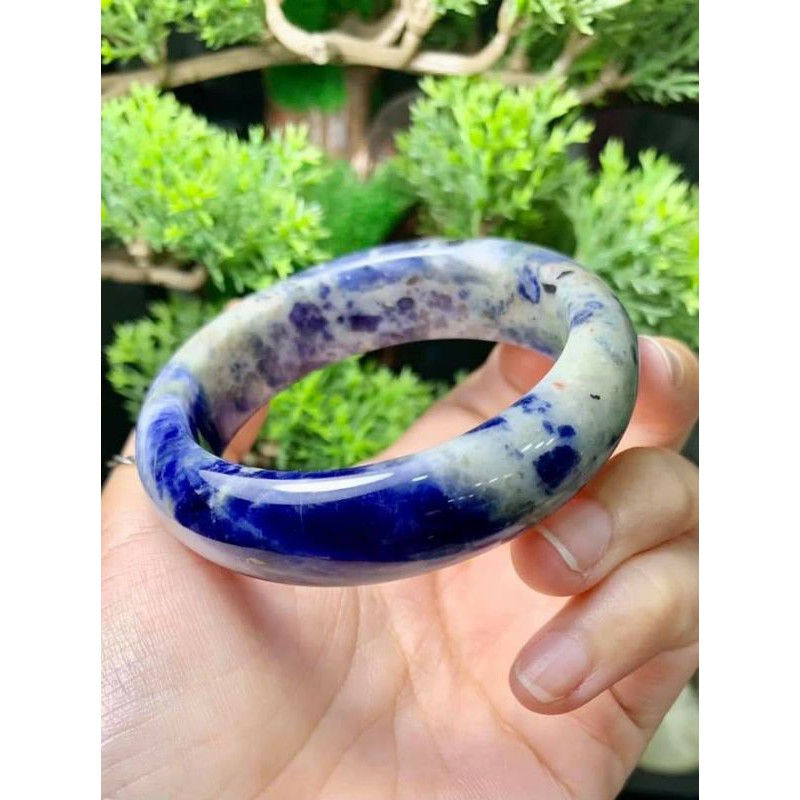 Vòng tay cẩm_thạch Bản ĐÁ LAPIS #MIẾN_ĐIỆN - Màu Xanh Đậm - bóng mướt - liền lạc 🌸