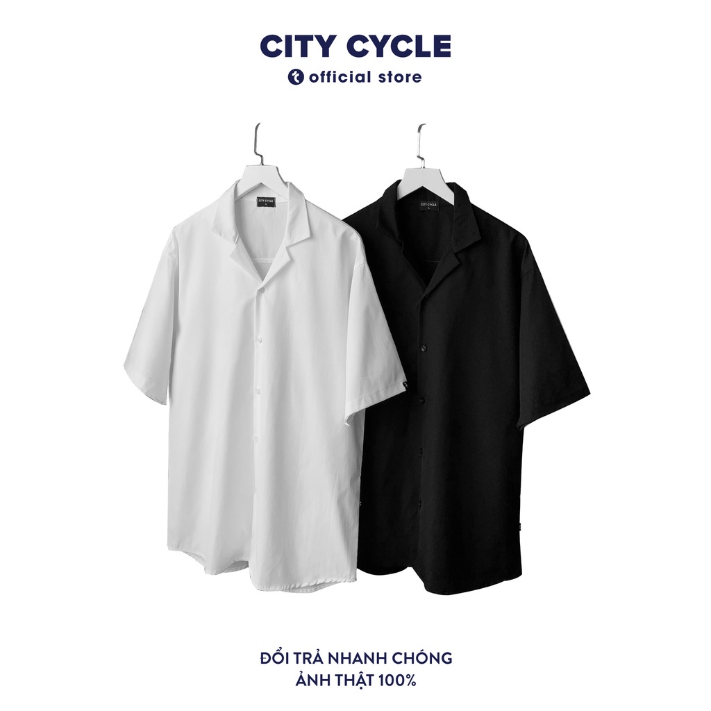 ♘Áo sơ mi cổ vest ngắn tay City Cycle - pijama cộc unisex form rộng Local brand