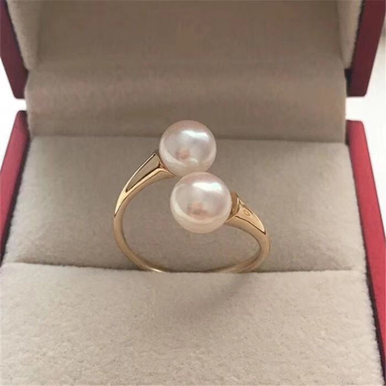 Phụ kiện nhẫn rỗng chất liệu bạc 925 đính ngọc trai nhân tạo kiểu dáng thời trang 7-8