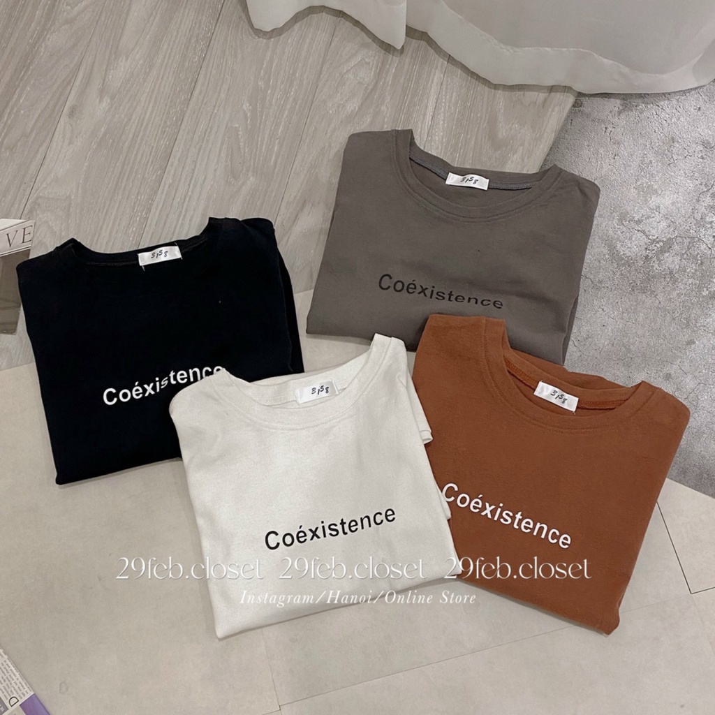 Áo thun tay lỡ form rộng Oversize, áo phông Unisex In Chữ Coéxistence 3158