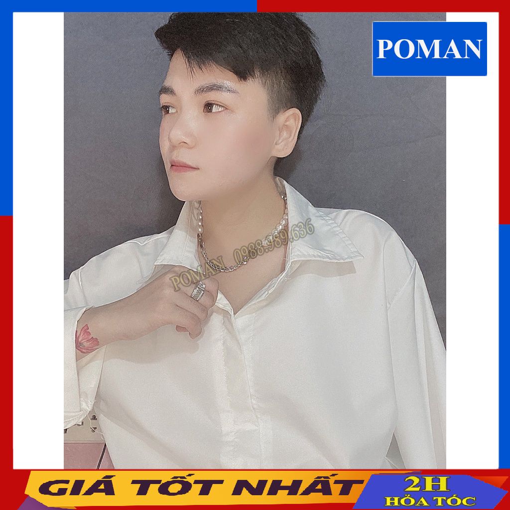 Áo sơ mi nam nữ dài tay giấu khuy unisex, Áo sơ mi lụa form rộng hàn quốc cao cấp SM02 - POMAN