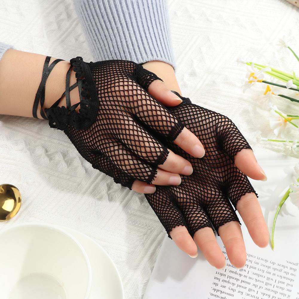 Suenin Găng Tay Ren Hở Ngón Phụ Kiện May Mặc Phong Cách Lolita Goth
