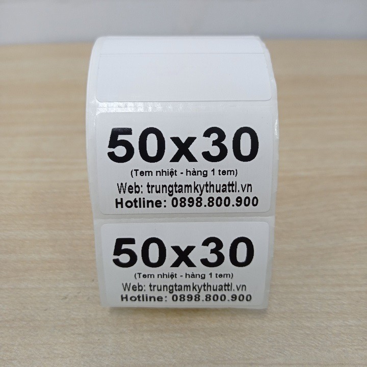 Combo 10 cuộn giấy in tem trà sữa 50*30 dài 30m được 1000 tem/cuộn