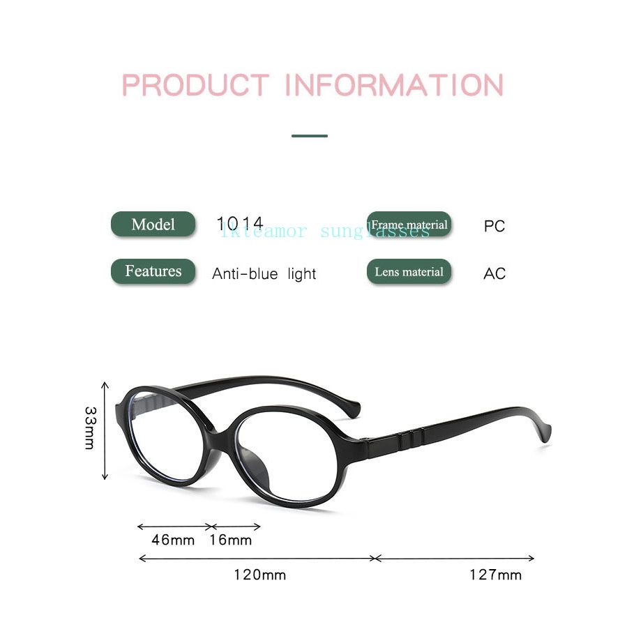 Mắt kính gọng oval chống ánh sáng xanh thời trang dành cho các bé