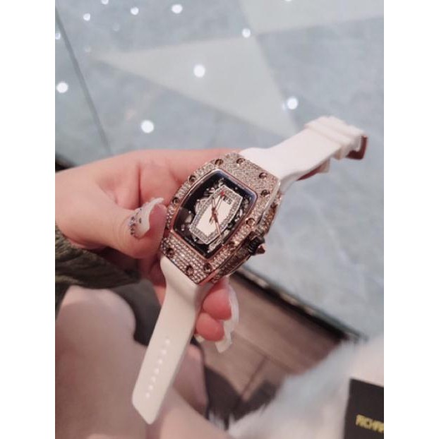 (Sale) Sale [Loại tốt]  Đồng hồ nữ mặt đính đá dây cao su Richaro RM037 (có hình thật)