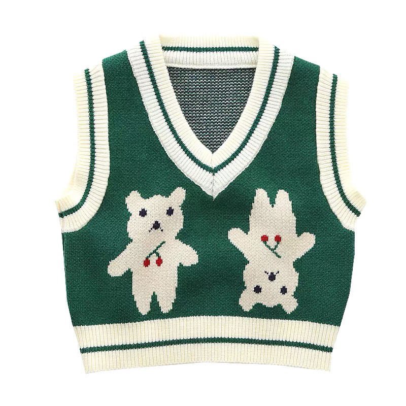 Áo Sweater Không Tay Cổ Chữ V Phong Cách Phương Tây Thời Trang Mùa Xuân 2022 Mới Cho Bé Trai Và Bé Gái