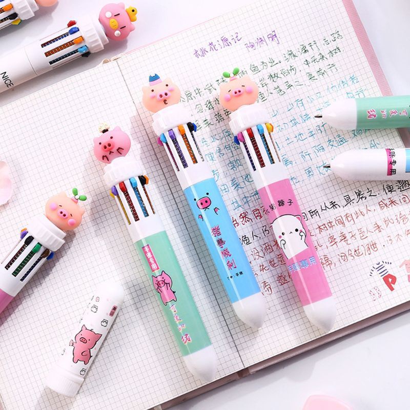 Bút bi 10 trong 1 họa tiết chú heo xinh xắn
