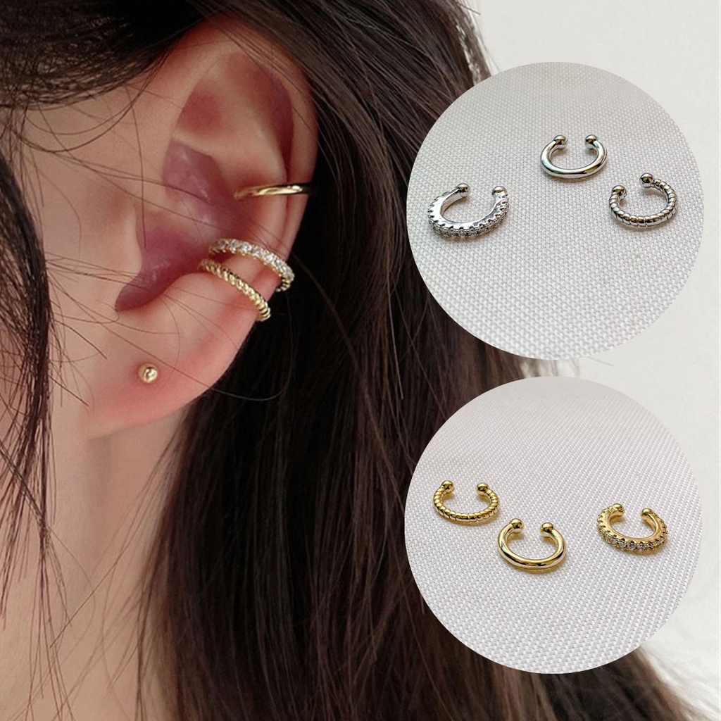 (Ảnh & video thật) Set bông tai nữ bạc 925 kẹp vành không cần bấm lỗ tai SHE BY SHE - K93 K94