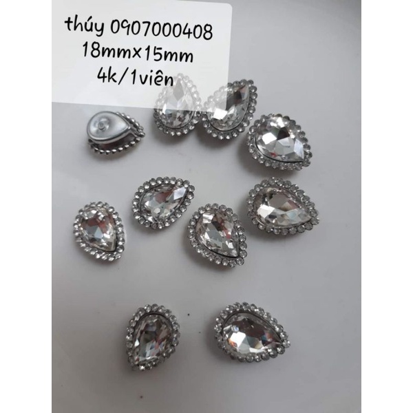 Set 10 hạt đá giọt nước viền xoàn