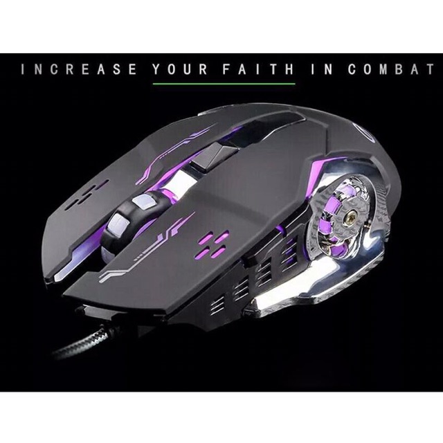 Chuột Gaming FREE WOLF V5 led 7 màu cực đẹp chuyên game, dây siêu bền