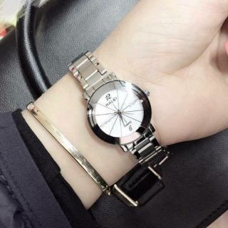 [HOT] Đồng Hồ Nữ HALEI Dây Tráng Bạc Mặt Đen và Trắng