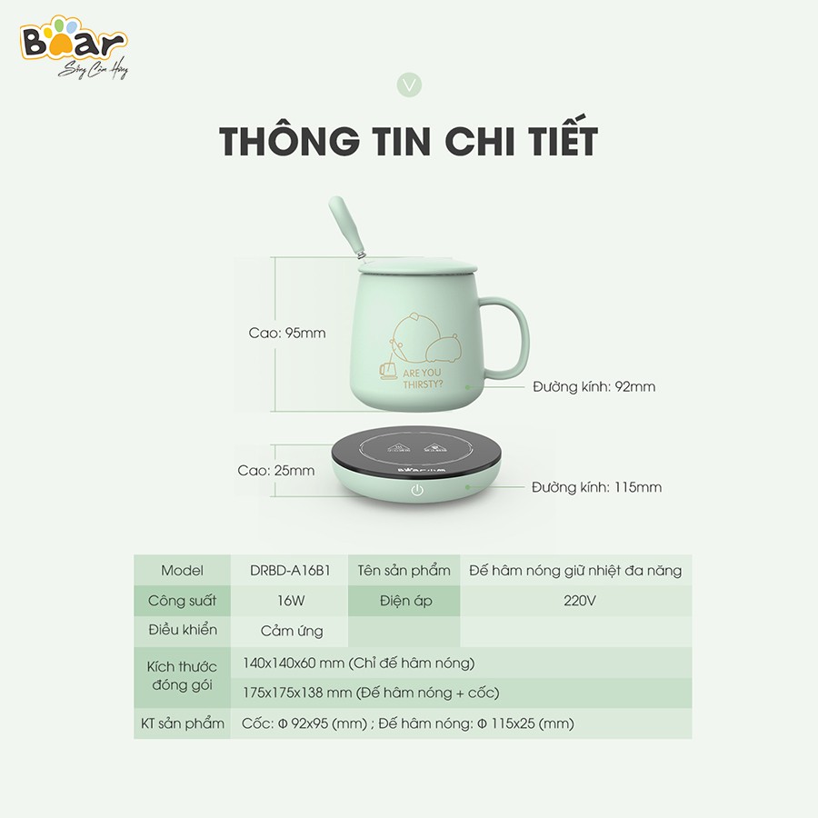 Đế hâm nóng giữ nhiệt đồ uống Bear làm nóng được nhiều loại cốc ly hộp giấy nhập khẩu chính hãng bảo hành 18 tháng | WebRaoVat - webraovat.net.vn