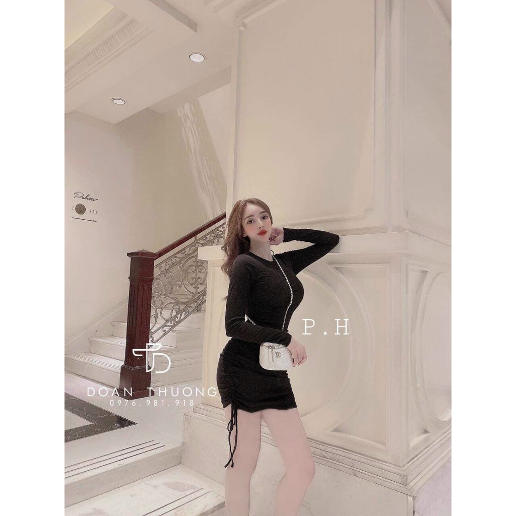 [MẪU MỚI] Đầm Body Tay Dài Dây Rút Sườn Thun Borip Thích Hợp Mặc Đi Tiệc Đi Làm Đi Chơi Phù Hợp Với Mọi Phong Cách | BigBuy360 - bigbuy360.vn