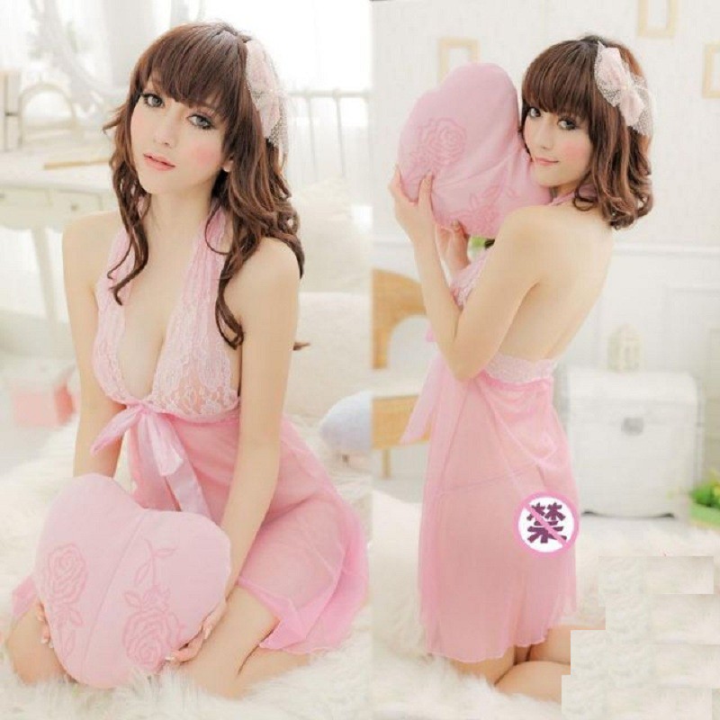 Áo Choàng Ngủ Nữ Sexy💖FREESHIP💖Váy Ngủ Nữ Ren Xuyên Thấu Xẻ Trước(MS1045){ Tặng kèm quần lọt khe)