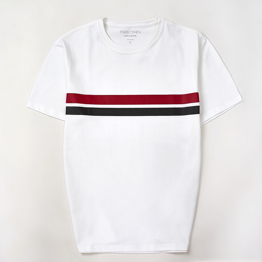 Áo thun nam cổ tròn 100% cotton Premium chính hãng PERFECTMEN sọc ngang đỏ đô, đen, trẻ trung, lịch lãm, vải xuất xịn | BigBuy360 - bigbuy360.vn
