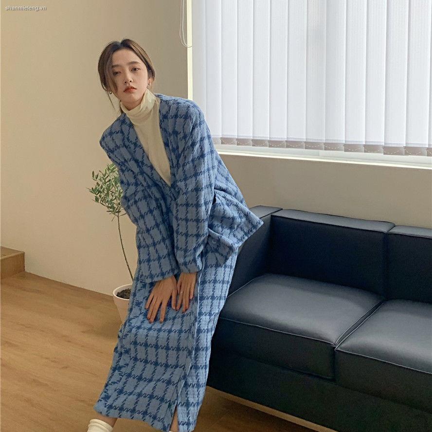 Set áo blazer + chân váy chữ A thời trang thu đông phong cách Hong Kong