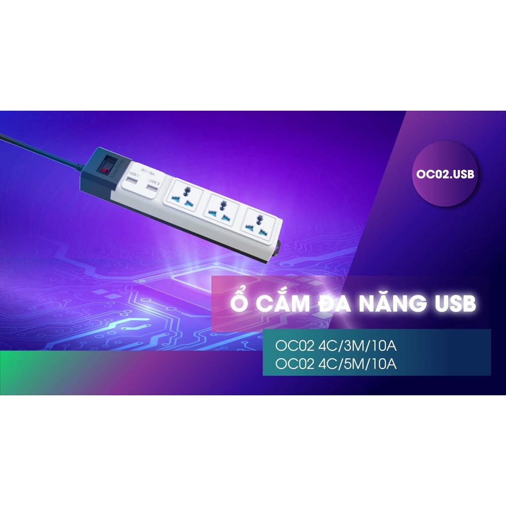 Ổ cắm kéo dài 2200W - 10A ~250V RẠNG ĐÔNG 3 ổ, dây 3m/5m siêu dài thich hợp mọi ổ cắm và kéo dài mọi nơi nếu muốn