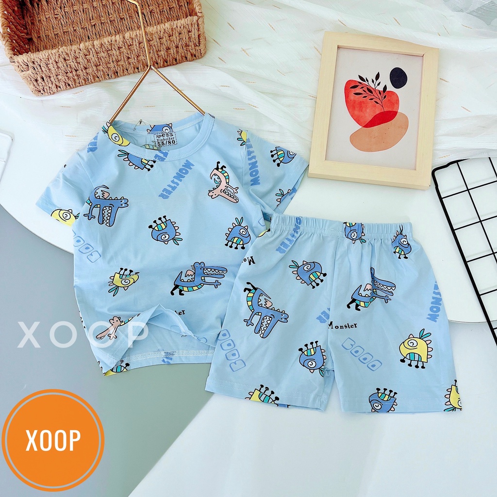 Xả  ! Size nhỡ b6 (18-23kg) Bộ cộc xuất hàn chất cotton lạnh in tràn hàng Quảng châu cho bé