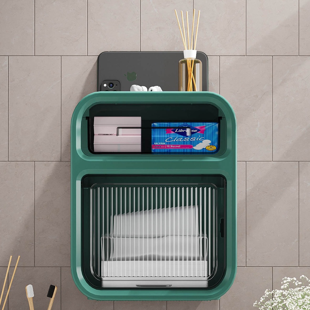 Hộp Đựng Khăn Giấy Cuộn Hai Tầng Gắn Tường Sang Trọng Chống Nước Sắp Xếp Gọn Gàng Cho Nhà Tắm