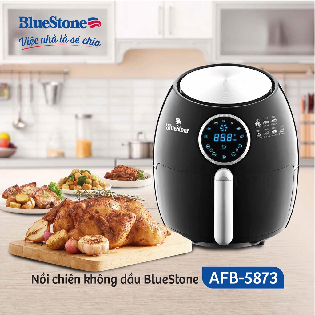 Nồi Chiên Không Dầu Điện Tử BlueStone AFB 5873, Dung Tích 5,5 Lít, Công Suất 1800W, Bảo Hành Chính Hãng 2 Năm