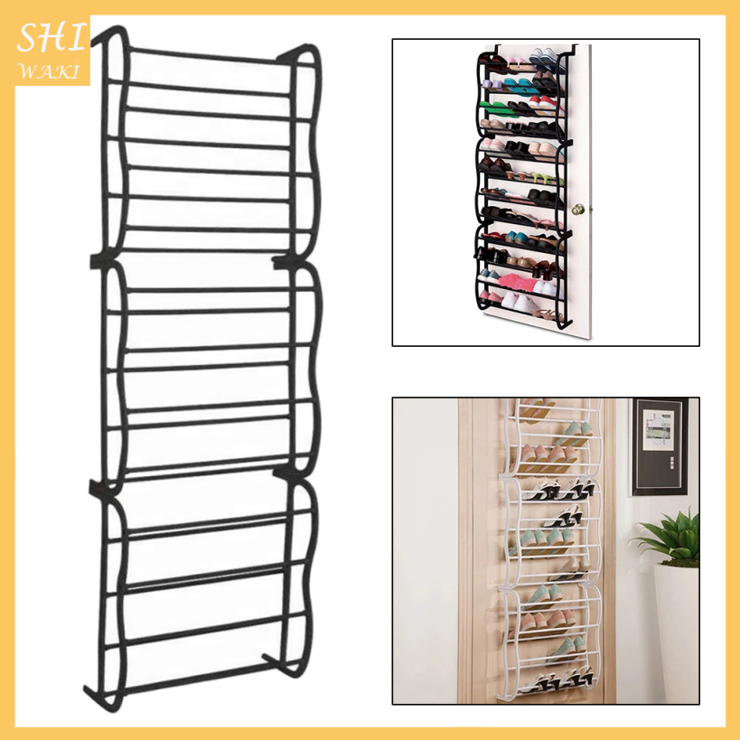 [In Stock]12 Tier Shoe Organizer Shelf Hook Over Door Shoe Rack 36 Pairs