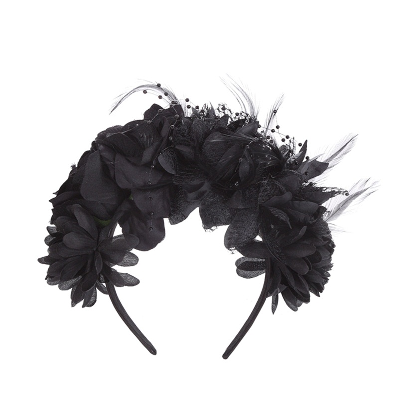 Băng Đô Cài Tóc Đính Hoa Giả Phong Cách Halloween Cho Bé Gái