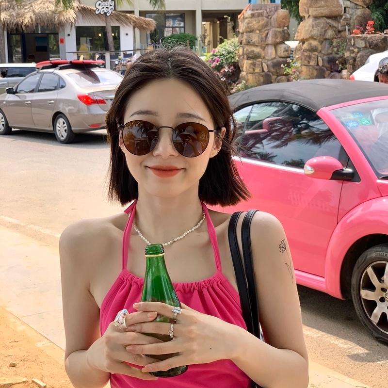 Kính Mát Gọng Tròn Bằng Kim Loại Chống Ánh Sáng Xanh Thời Trang Phong Cách Hàn Quốc