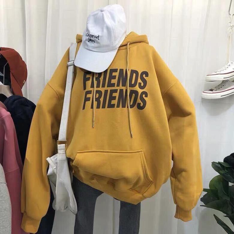 [Mã WARUN27 giảm 12k đơn 99k] Áo hoodie nỉ nữ đen, bông dày dáng rộng champion Frien | BigBuy360 - bigbuy360.vn