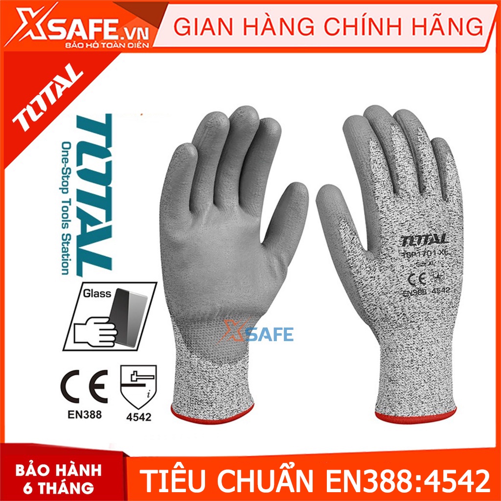 Găng tay bảo hộ lao động TOTAL TSP1701 bao tay bảo hộ đa năng chống mài mòn, trơn trượt chuẩn EN388 - chính hãng