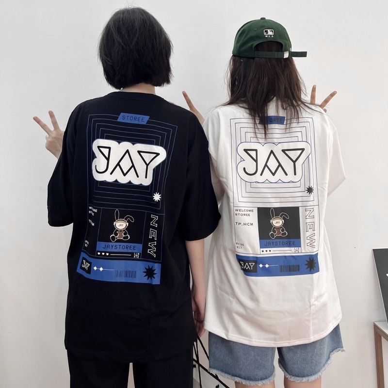 Áo Thun Tay Lỡ Unisex JAY LOVE màu ĐEN/TRẮNG vải cotton  Nam nữ unisex Áo phông cổ tròn form rộng Jaystoree