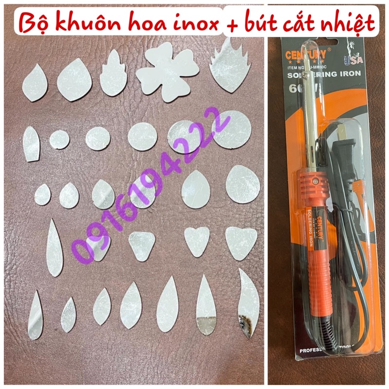 Bút cắt nhiệt 60W + Bộ khuôn Cắt hoa bằng inox dày