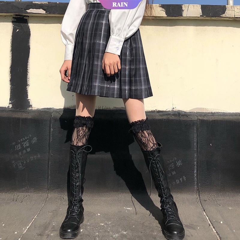 Vớ Ngắn Phối Ren Lưới Màu Trắng/Đen Phong Cách Lolita Nhật Bản Dễ Thương Cho Nữ