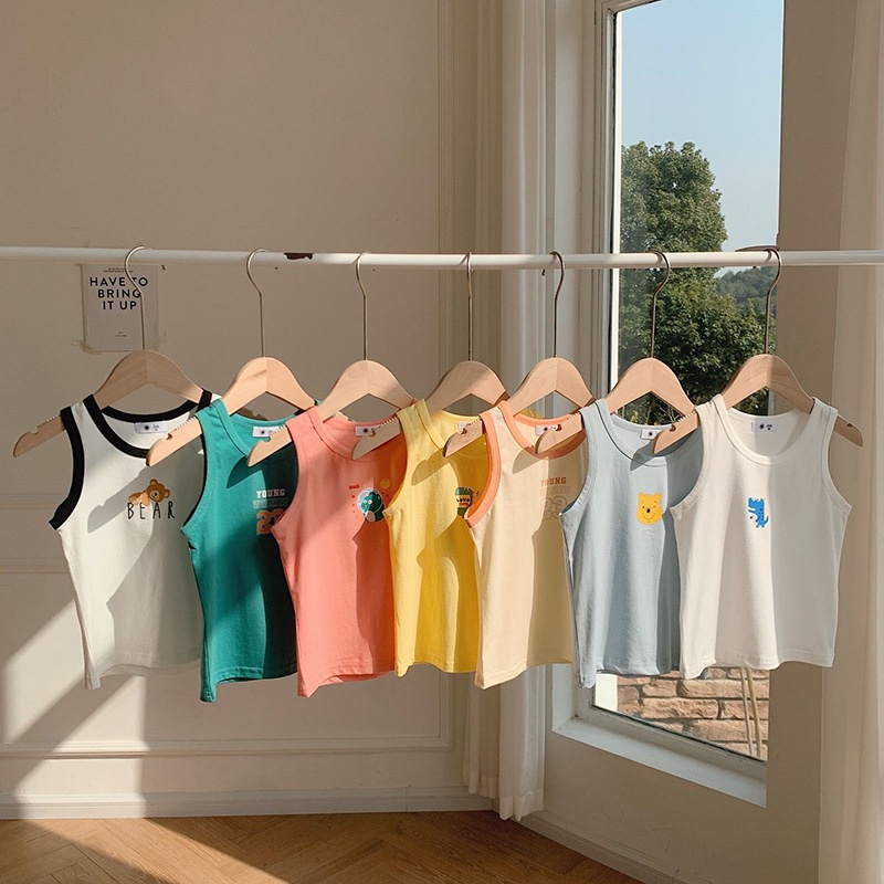 Áo Thun Không Tay In Họa Tiết Hoạt Hình Thời Trang Mùa Hè Cho Bé