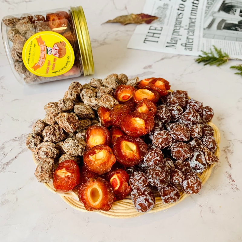 Hộp 3 Vị Đào Bổ - Ô Mai Mơ – Mân Cơm  Hũ 355G Xí Muội Cao Cấp Vị Chua Mặn Ngọt Thơm Nhiều Dinh Dưỡng
