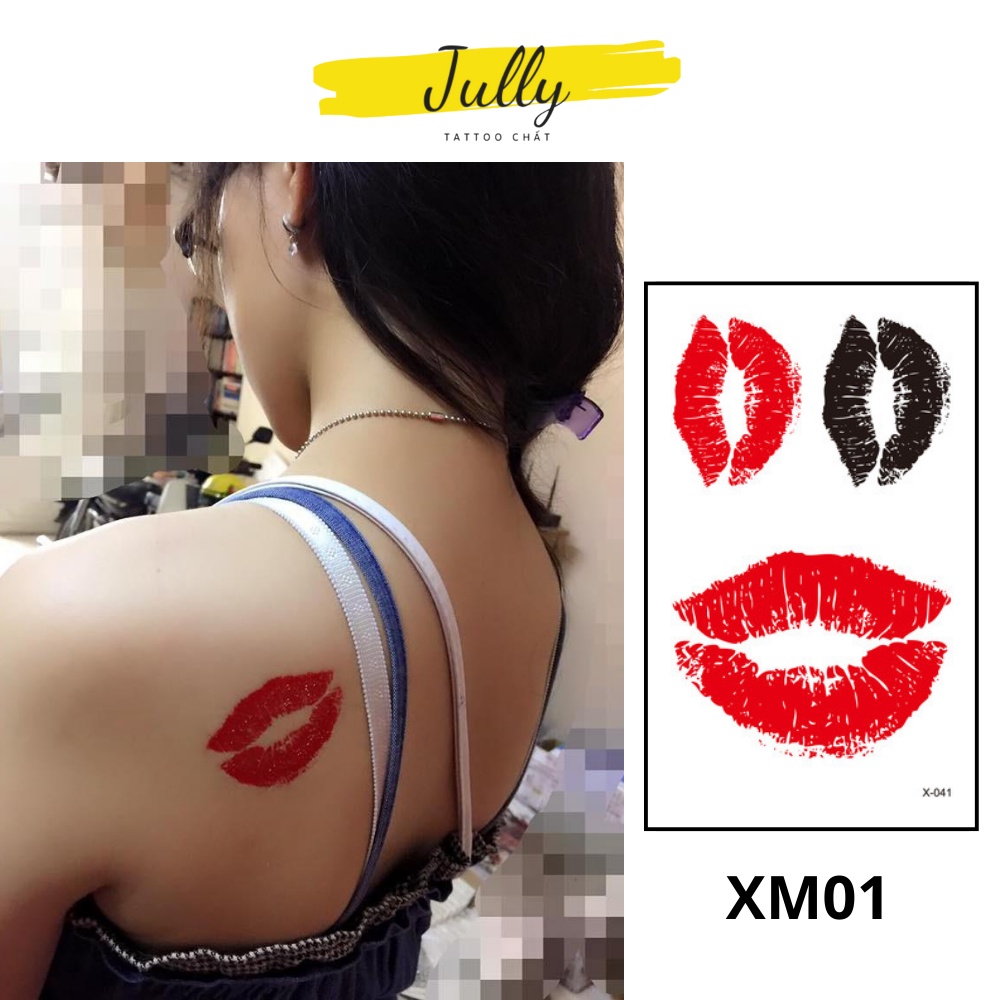 Hình xăm dán tạm thời chống nước đôi môi mini cá tính JULLY Tattoo chất