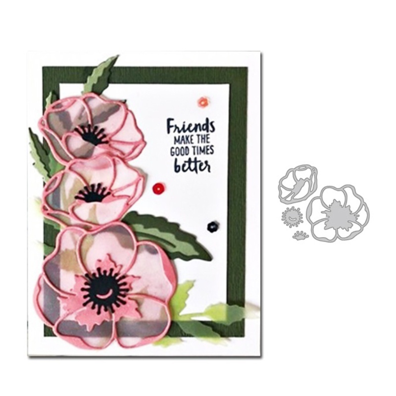 QQ Khuôn Cắt Giấy Kim Loại Họa Tiết Hoa 3D Xinh Xắn Dùng Trang Trí Thiệp Sổ Tay DIY