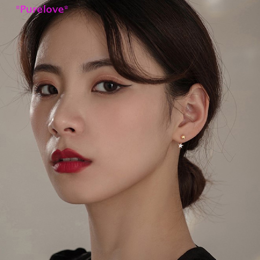 Set 2 Khuyên Tai Đính Đá Pha Lê Bằng Thép Không Gỉ Phong Cách Hàn Quốc Cho Nữ Mới