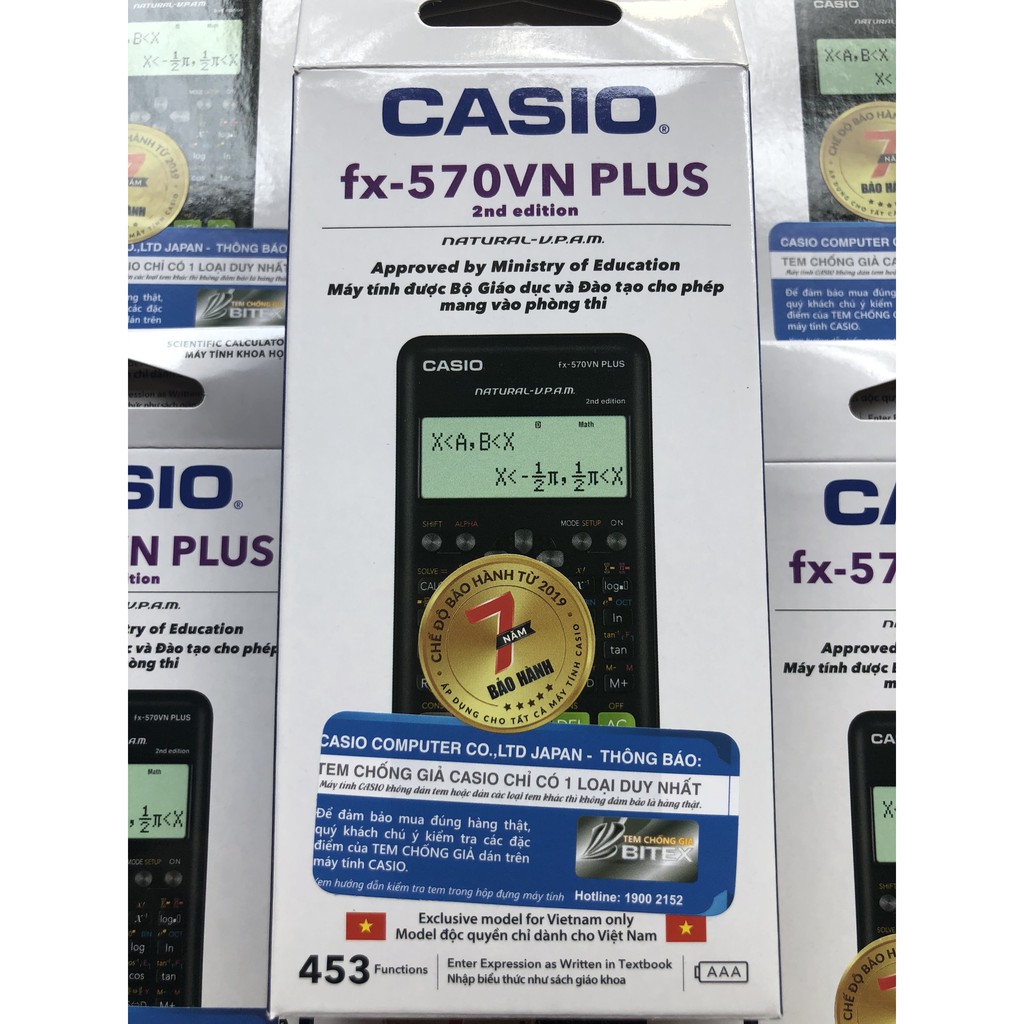 Máy tính Casio FX570VN plus chính hãng, bảo hành 7 năm, kích hoạt bảo hành Online