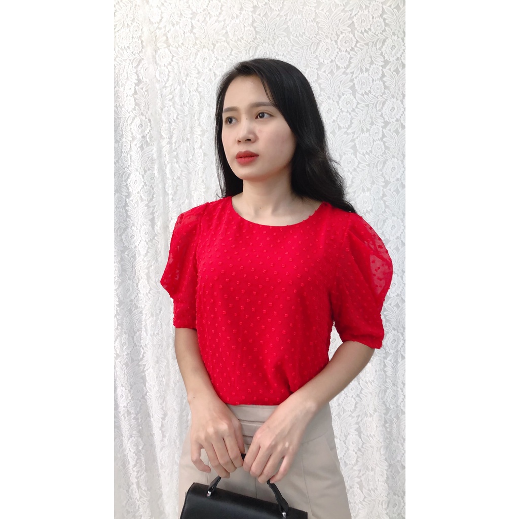 Áo voan bi tay phồng S&amp;M siêu xinh GR140 - Có 4 màu cực đẹp