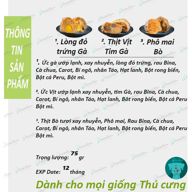 [HOMEMADE]Thức Ăn Dinh Dưỡng JFamille, Thịt Viên Hảo Hạng Từ Các Nguyên Liệu Tươi, Thơm Ngon Đậm Vị. JF112