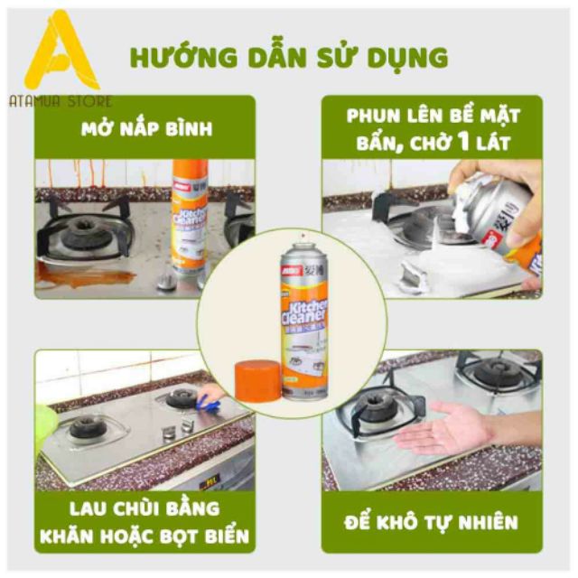 Bình xịt tẩy rửa nhà bếp đa năng kitchen cleaner vàng 500ml