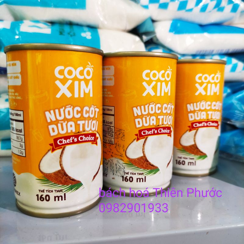 Nước cốt dừa tươi Cocoxim đậm đặc thơm béo lon nhỏ 160ml