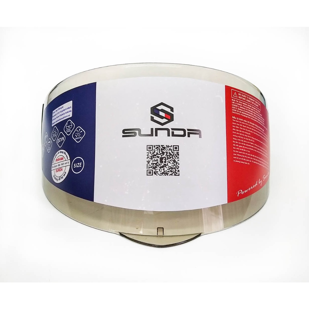 Kính chắn gió mũ bảo hiểm Sunda 823 và 821 màu trong và màu trà, chính hãng Sunda sản xuất chống tia UV chất lượng tốt