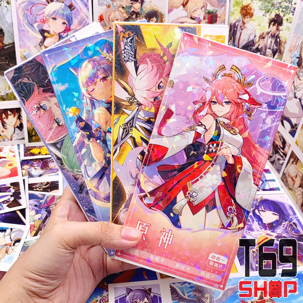 Hộp postcard bưu thiếp Genshin Impact và Honkai Impact