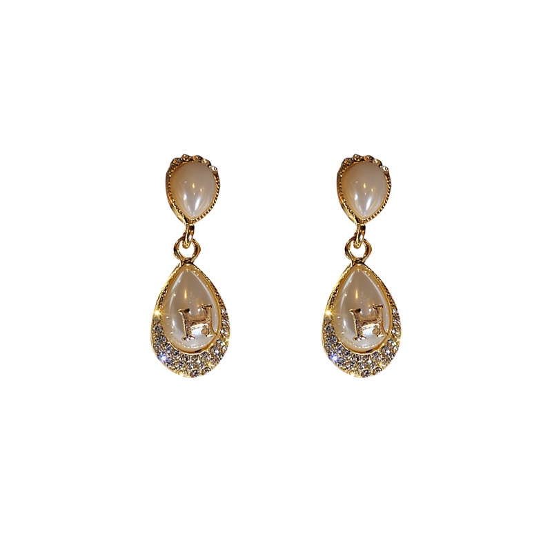 Bông Tai Chữ H Bằng Bạc 925 Đính Đá Thời Trang Phong Cách Hàn Quốc Cho Nữ