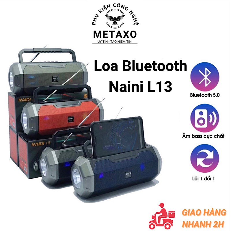 Loa Bluetooth NAIDI L13 Âm Thanh Cực Chuẩn, Có Ăng-ten, Kiêm Đèn Pin Siêu Sáng - Kèm Phụ Kiện BH 6 THÁNG