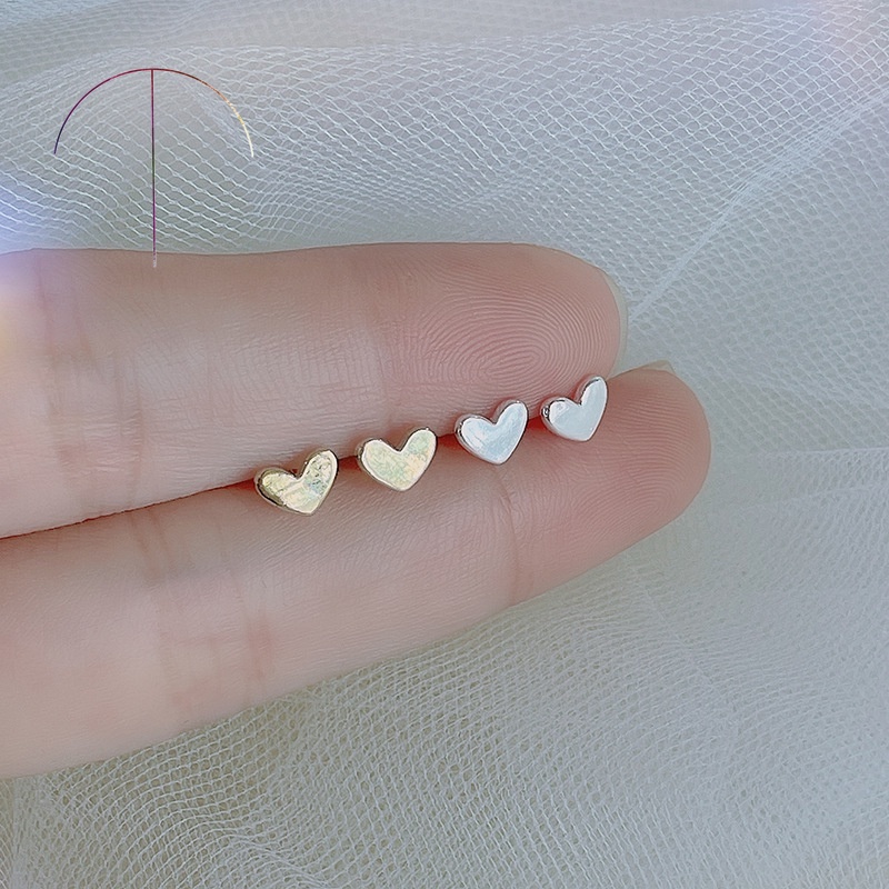 Bông tai mạ bạc 925 hình trái tim đơn giản cho nữ