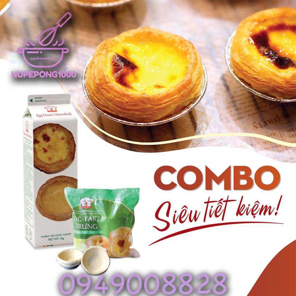 Combo 30 Đế Bánh Tart Trứng và 1 Kem Trứng 1 lít Nhất Hương