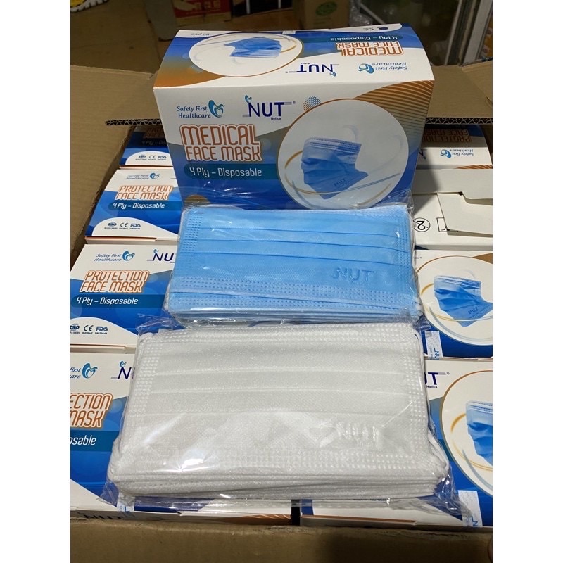 Bịch 10 cái Khẩu trang y tế 4 lớp xuất khẩu hàng cty cao cấp màu xanh Dương